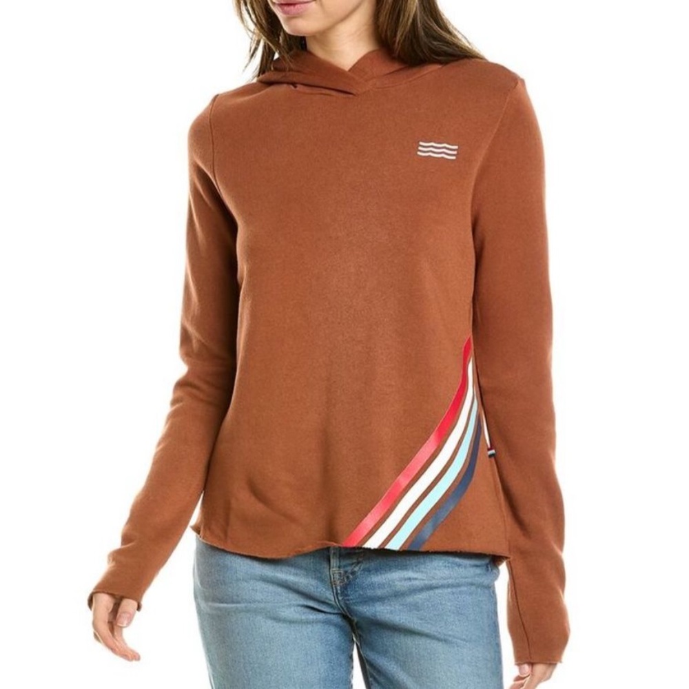 SOL ANGELES Overlap Pullover Hoodie in Tobacco sz XS